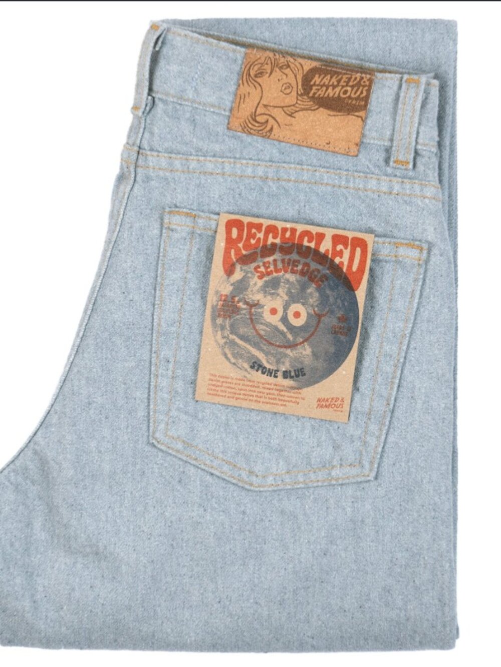 Naked & Famous Denim Max - Recycled Selvedge - Stone Blue Sz 30